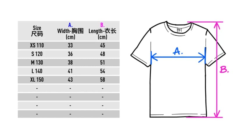 Gildan 76000B Youth Cotton Tee size chart
